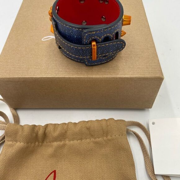 SOLD!!!!!!!   Women’s Christian Louboutin cash/denim cuff bracelet made in Italy - Picture 11 of 13